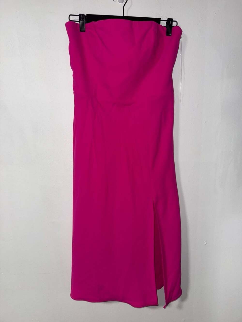 Amanda Uprichard Strapless Magenta Midi Dress with Front Slit Size L
